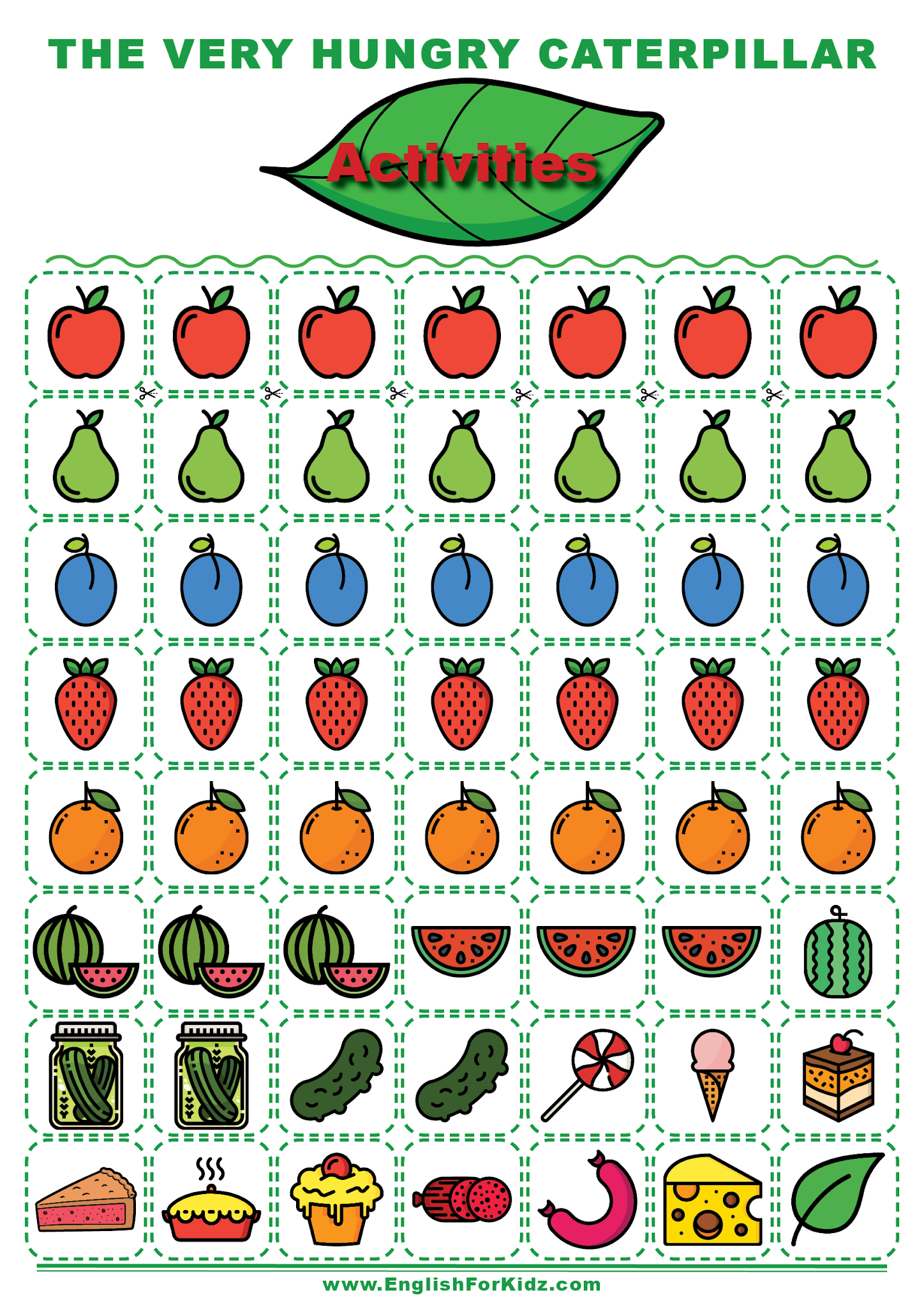 English For Kids Stepstep: The Very Hungry Caterpillar Activities intended for Food From the Very Hungry Caterpillar Printables