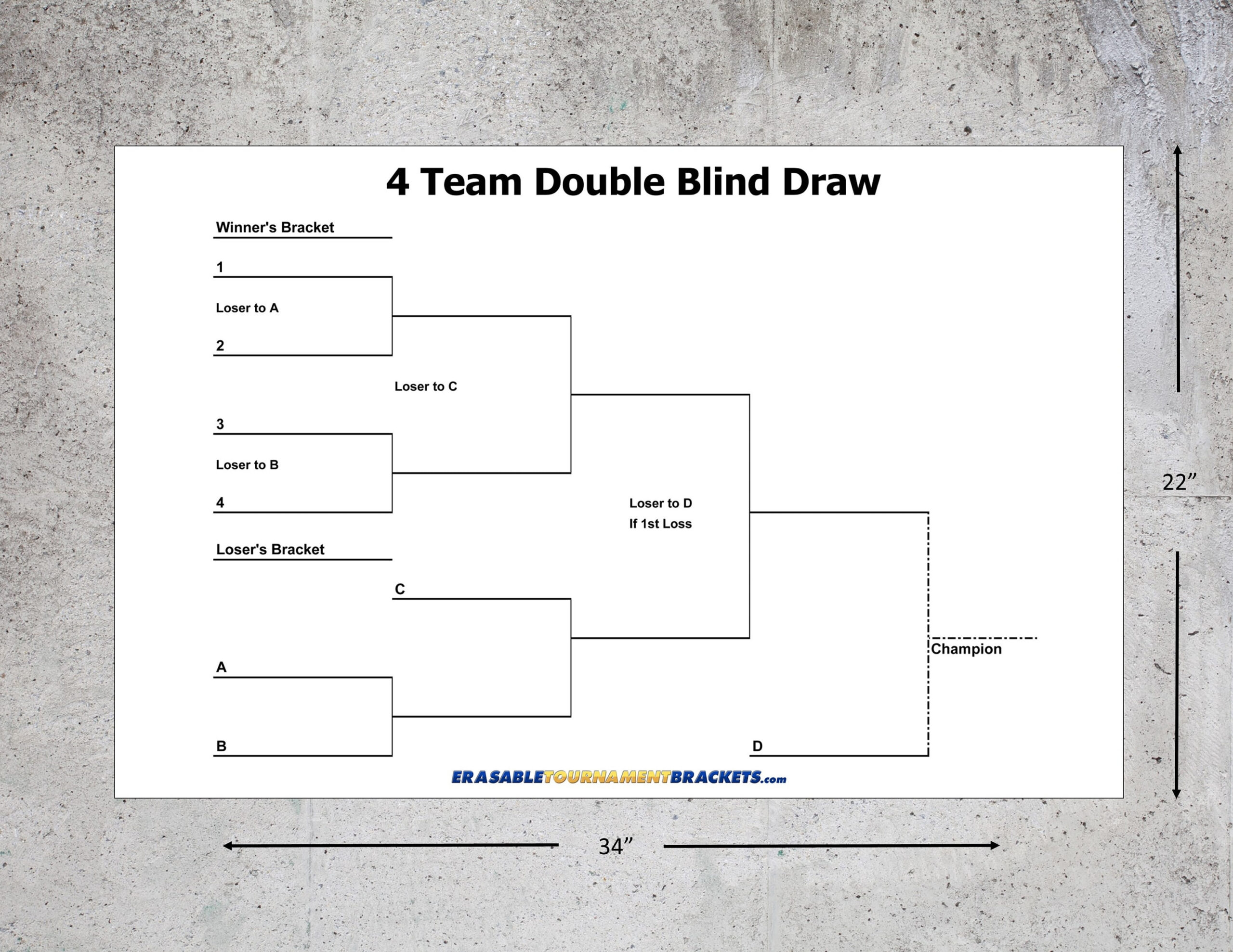 Erasable Tournament Bracket - Double Elimination Blind Draw 4 Team inside 4 Team Double Elimination Bracket Printable