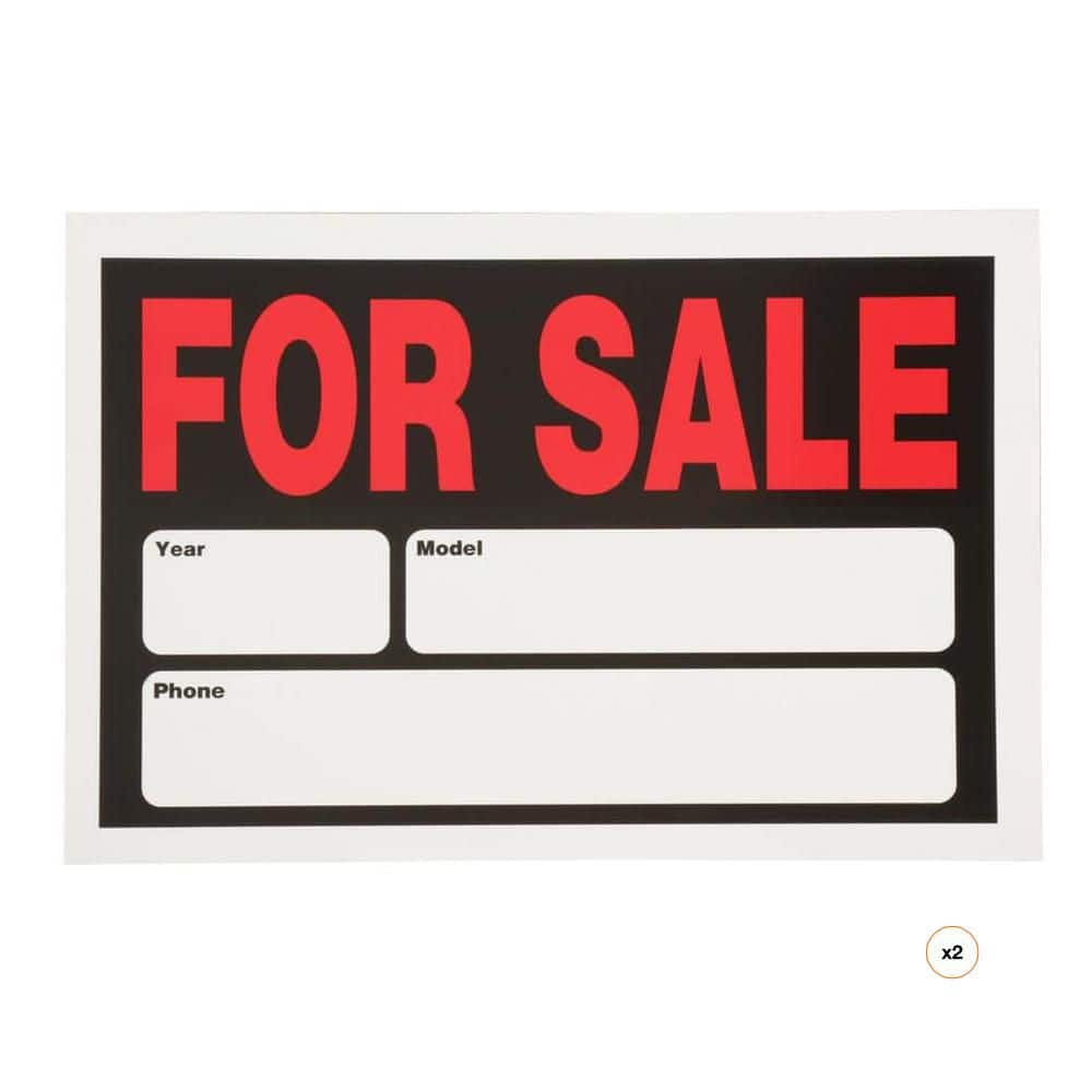 Everbilt 8 In. X 12 In. Plastic Auto For Sale Sign 31704 - The pertaining to Printable For Sale Sign Car