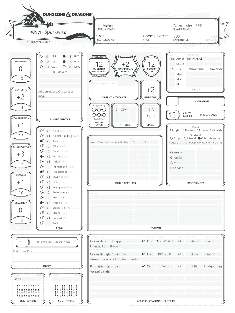 Filled Out Dnd Character Sheet: Fill Out & Sign Online | Dochub pertaining to Printable D and D Character Sheet