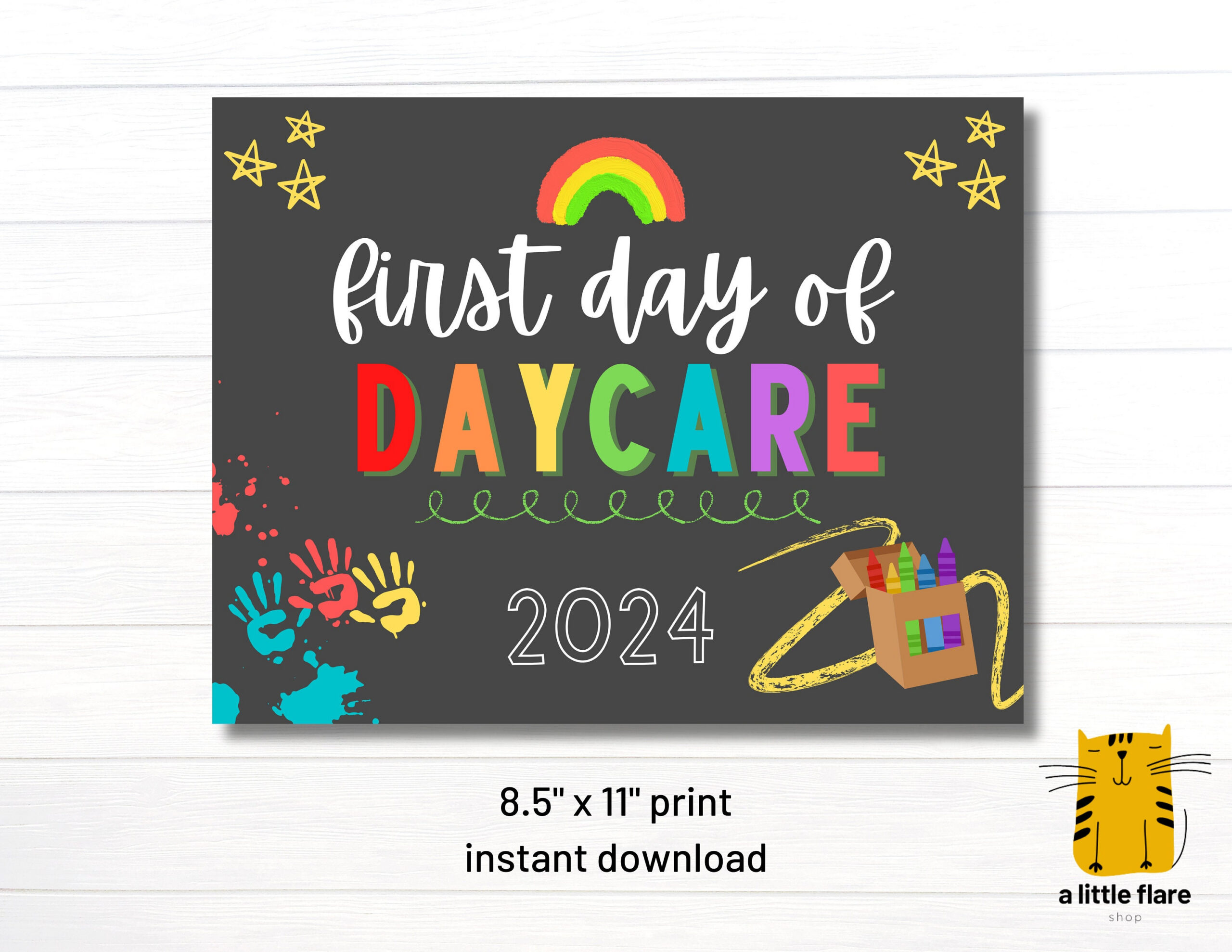 First Day Of Daycare Sign, Printable Photo Prop (Digital Download regarding First Day Of Daycare Sign Printable