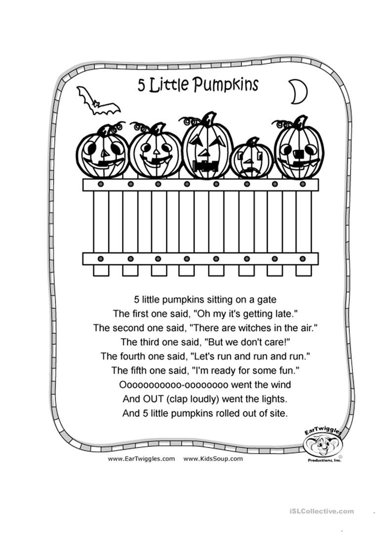 Five Little Pumpkins Printable Poem - Printable Party Favors throughout 5 Pumpkins Sitting On A Gate Printable
