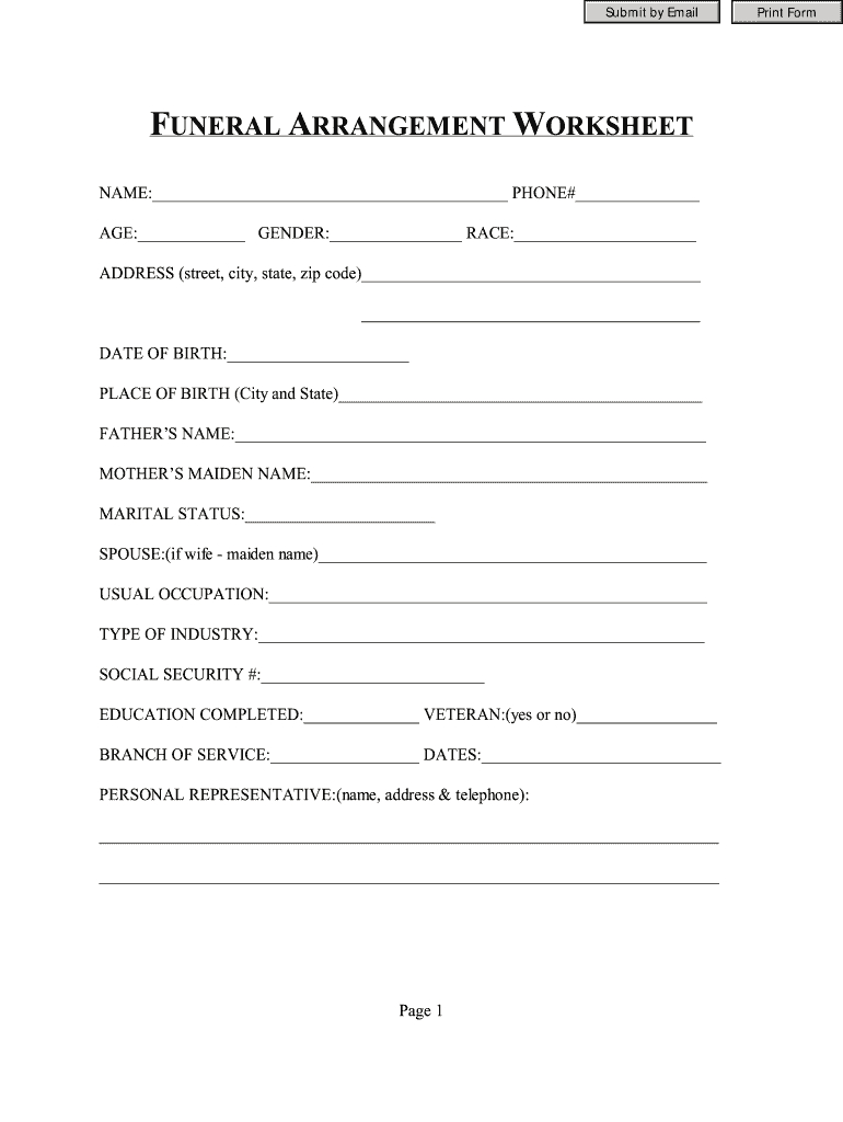 Fl Brown Funeral And Crematory Arrangement Form - Fill Online regarding Free Printable Funeral Planning Guide