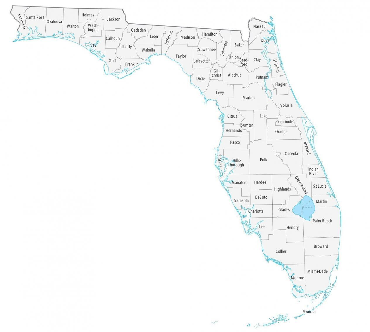 Florida County Map - Gis Geography intended for Free Printable Florida County Map