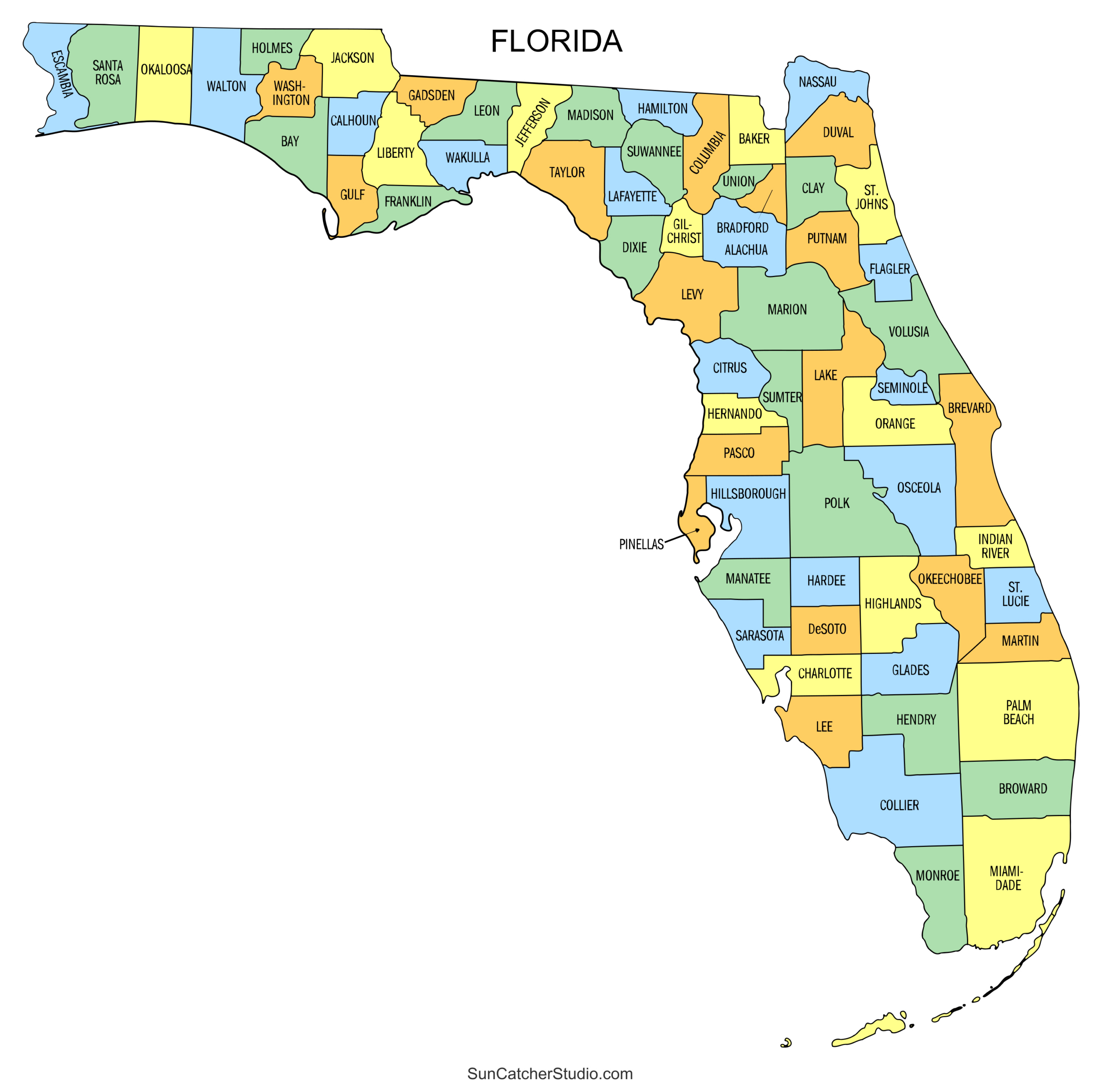 Florida County Map (Printable State Map With County Lines) – Free intended for Free Printable Florida County Map