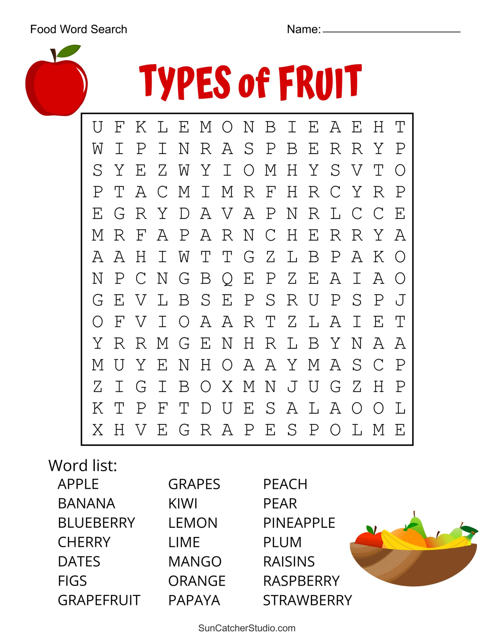 Food Word Search (Free Printable Puzzles) – Free Printables in Free Printable Large Print Word Search Printable