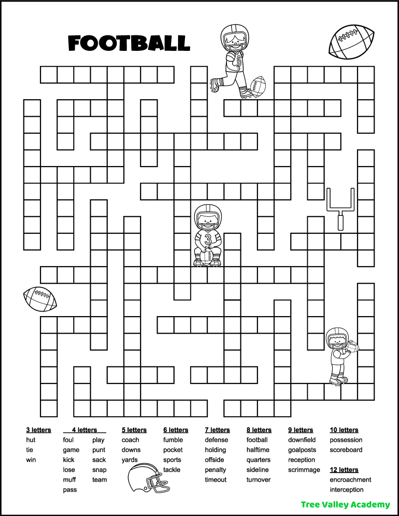 Football Fill In Word Puzzles - Tree Valley Academy regarding Fill It In Printable Puzzles