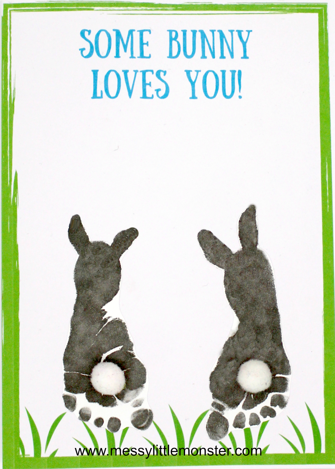 Footprint Bunny Craft - Free Printable Keepsake Card - Messy pertaining to Some Bunny Loves You Printable
