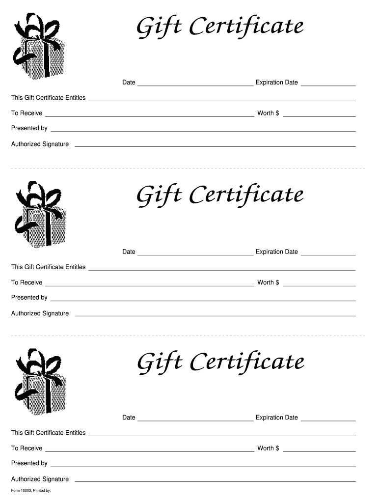 Form 10002 - Fill Online, Printable, Fillable, Blank - Pdffiller in Gift Certificate Templates Free Printable