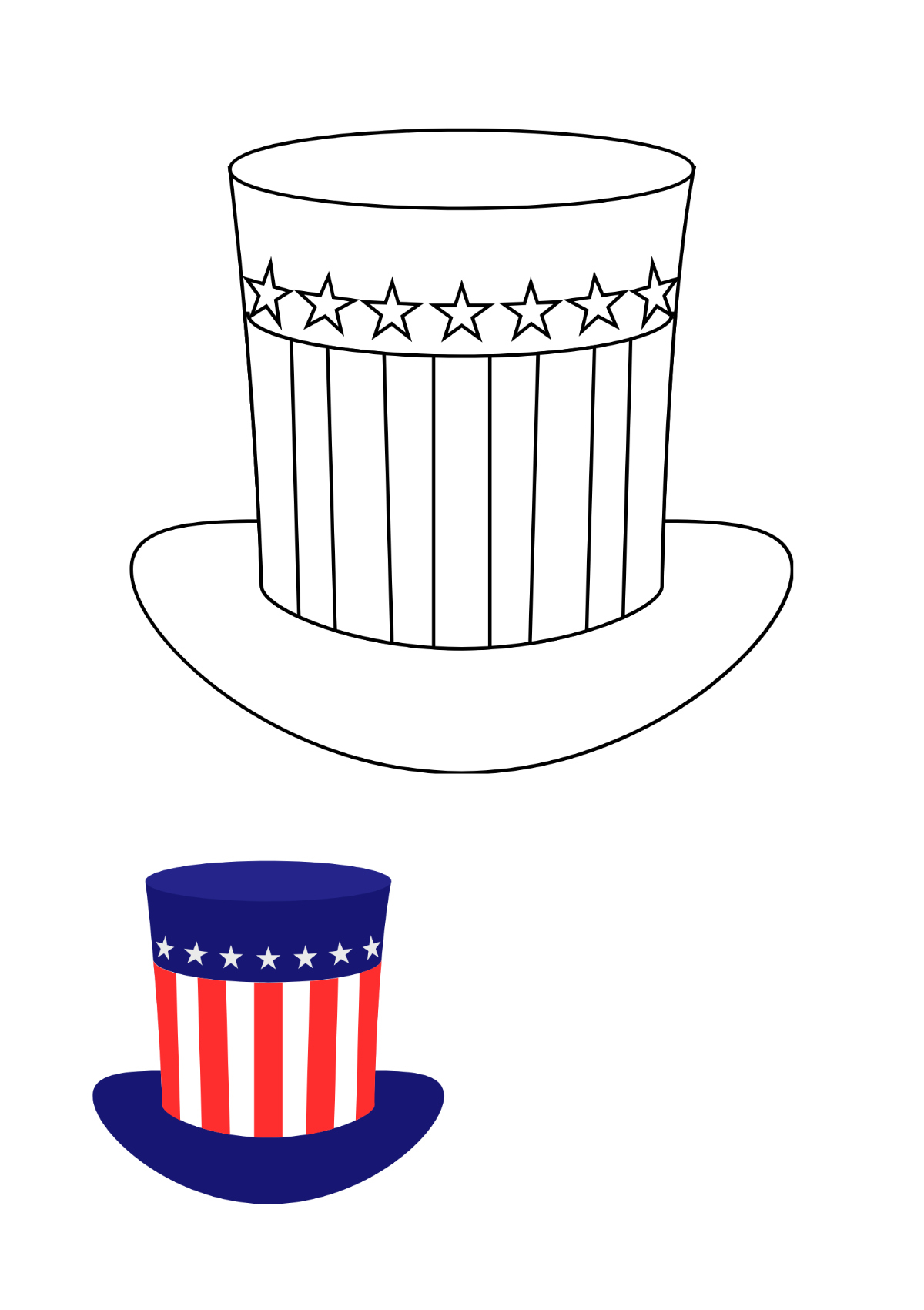 Free 4Th Of July Hat Coloring Page Template To Edit Online within 4Th Of July Hat Printable