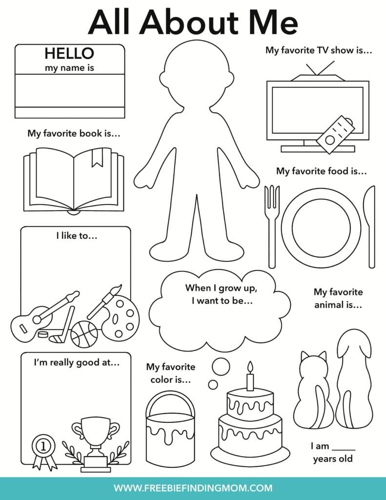 Free All About Me Worksheet with regard to All About Me Printables Free