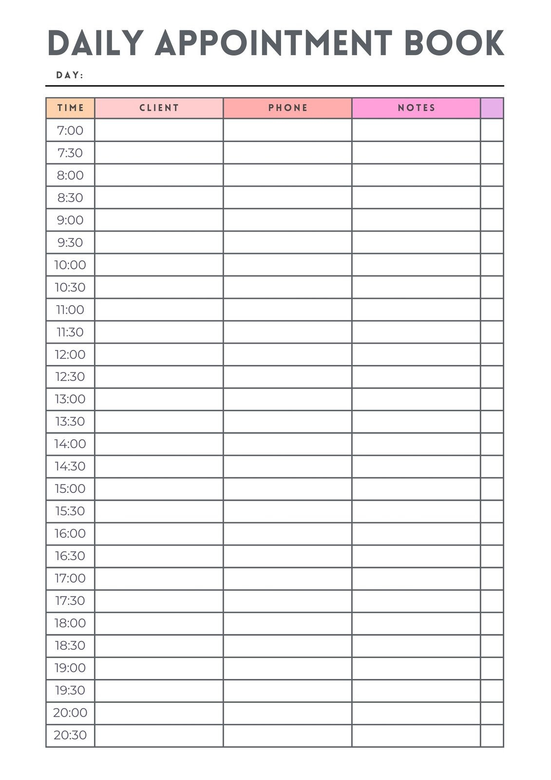Free And Customizable Appointment Templates for Pdf Free Printable Appointment Sheets