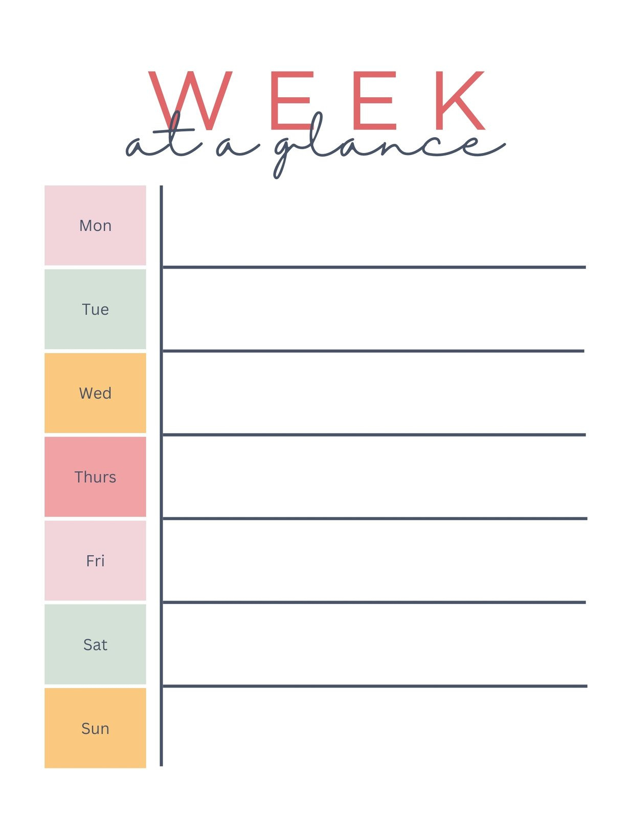 Free And Customizable Weekly Planner Templates | Canva for Free Week At a Glance Printable