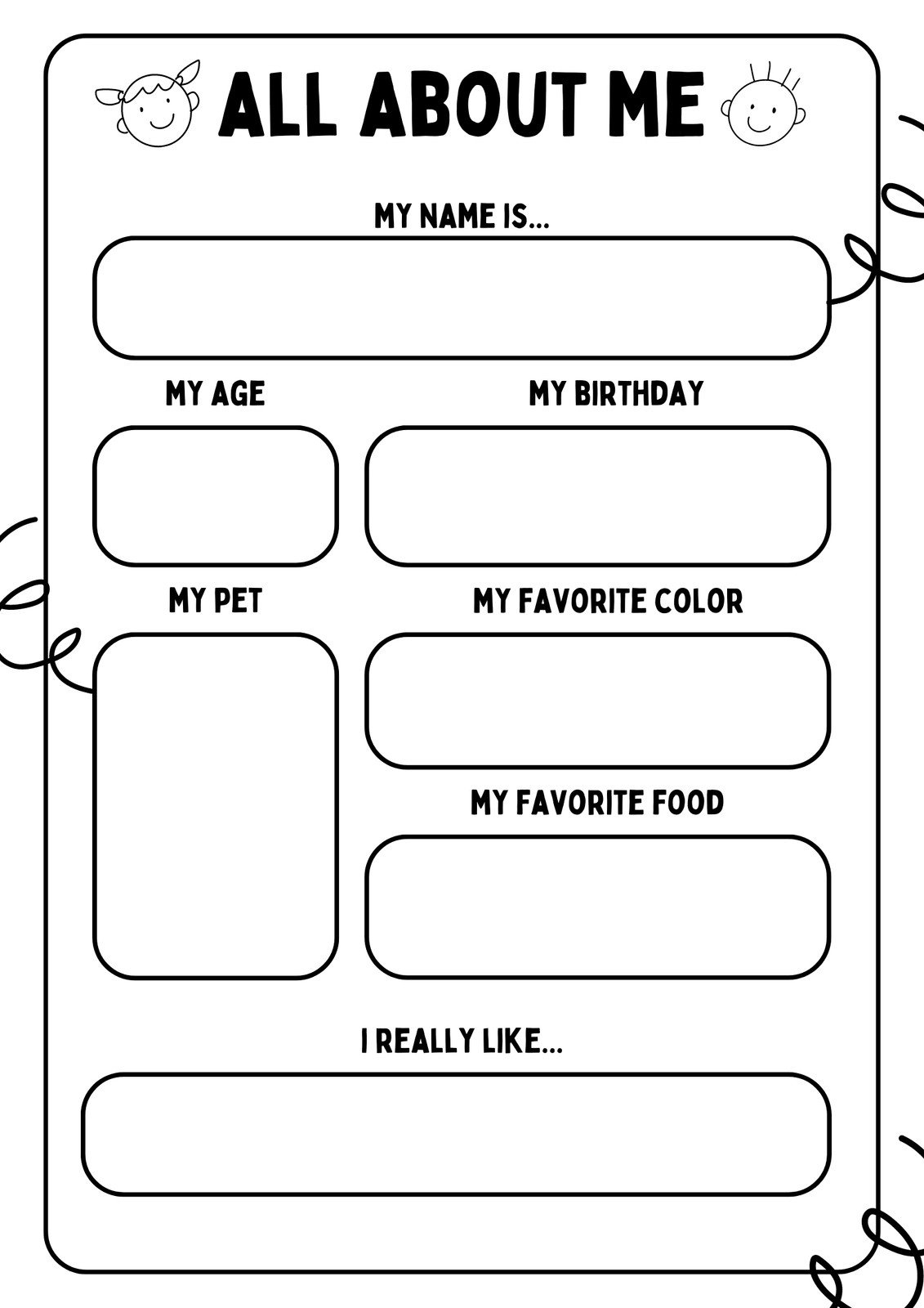 Free And Printable All About Me Worksheet Templates | Canva within Get to Know You Worksheet Free Printable