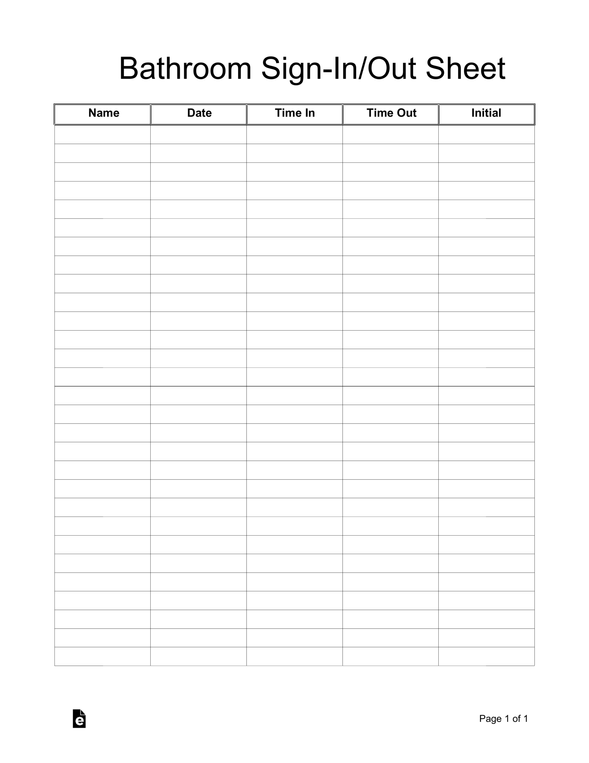 Free Bathroom Cleaning Sign-In/Out Sheet Template - Pdf | Word regarding Free Printable Restroom Cleaning Log