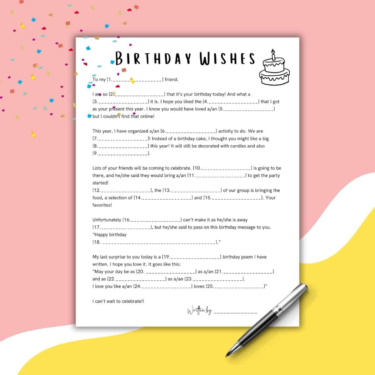 Free Birthday Mad Libs Style Printable - Love & Laugh Games inside Birthday Mad Libs Printable Free