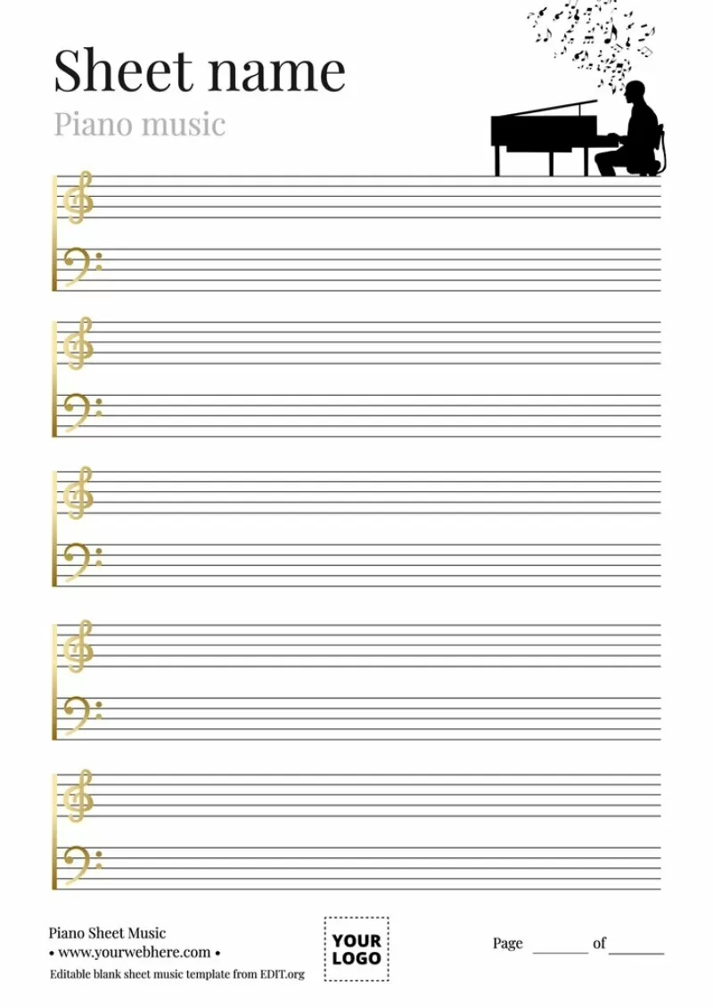 Free Blank Music Sheets To Print with Printable Sheet Music For Piano