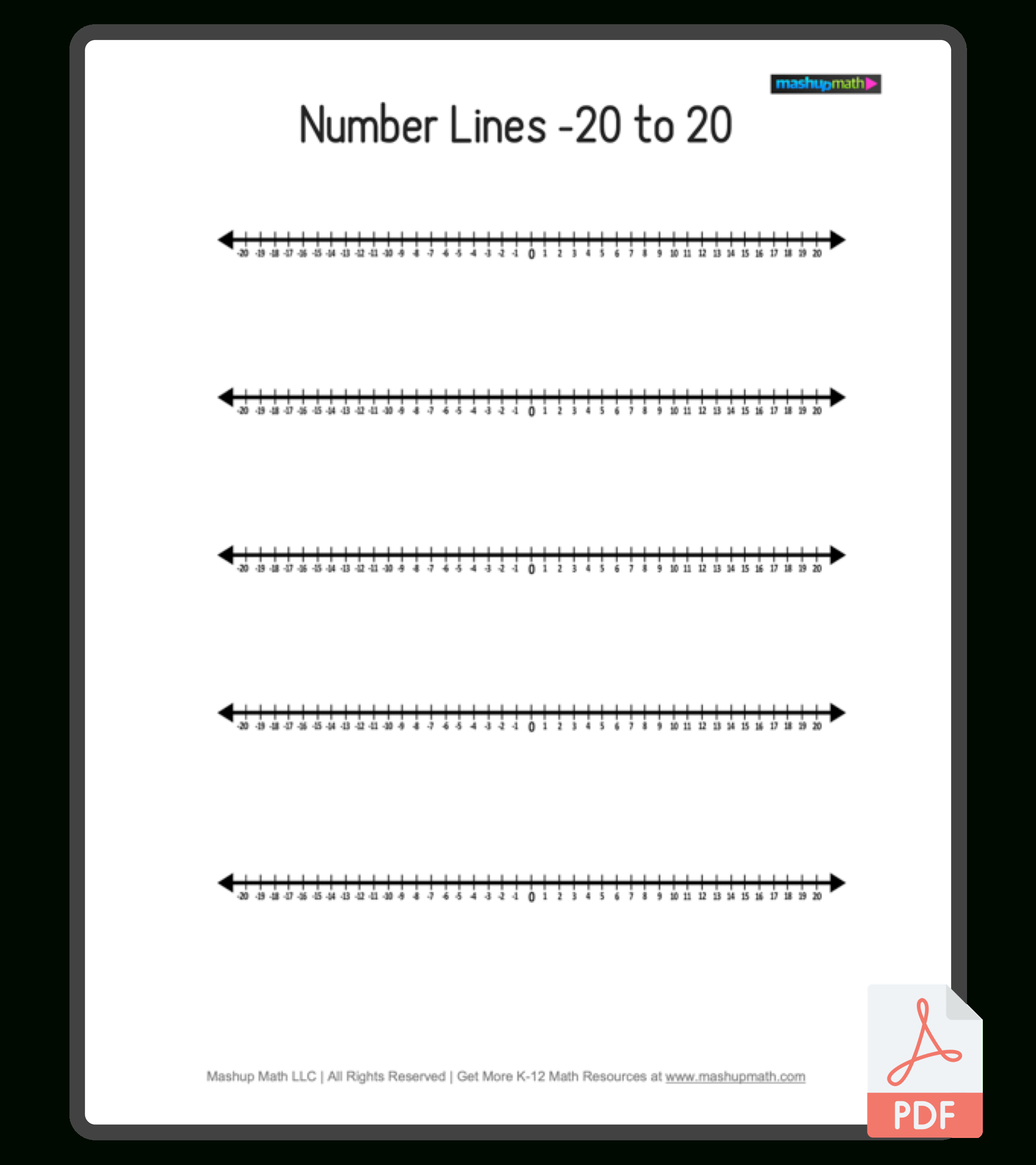 Free Blank Number Lines—All Grade Levels — Mashup Math with Number Line For Integers Printable