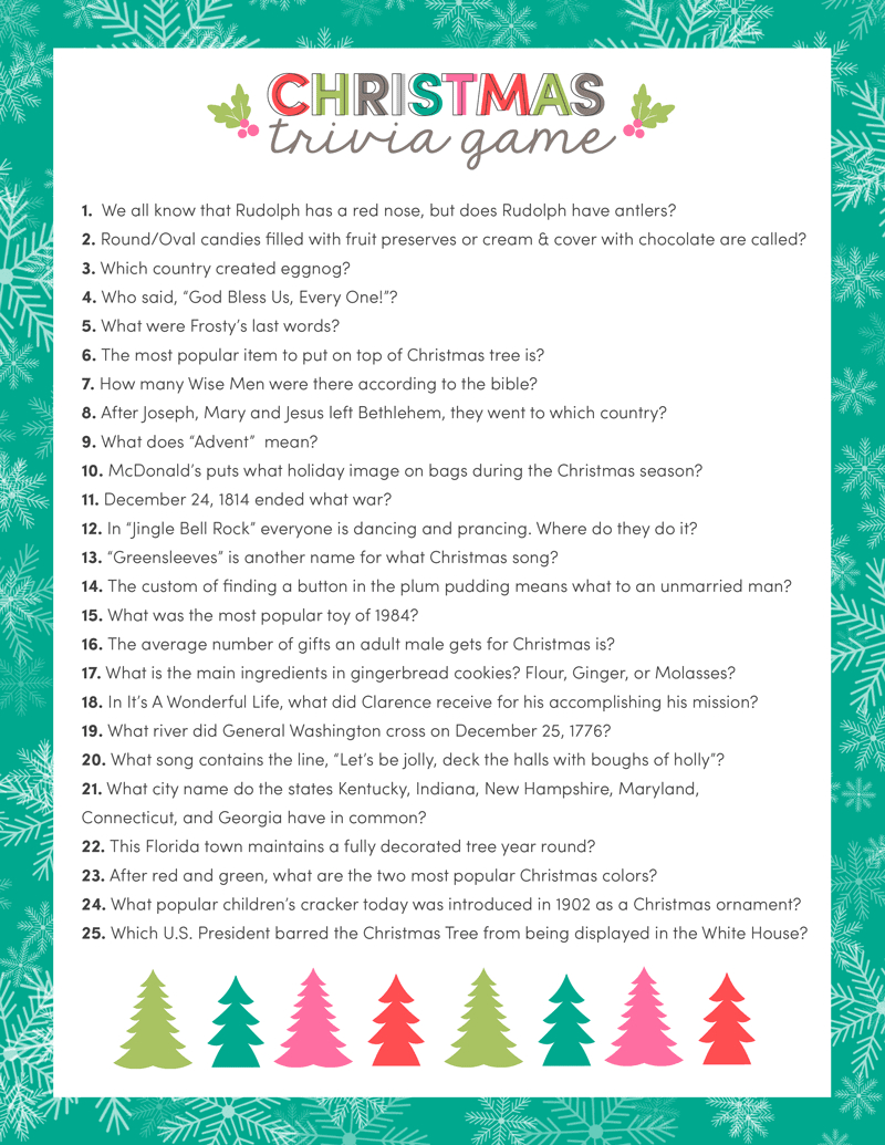Free Christmas Trivia Printables {Games For The Family!} | Lil' Luna with regard to Free Printable Christmas Trivia Questions And Answers Printable