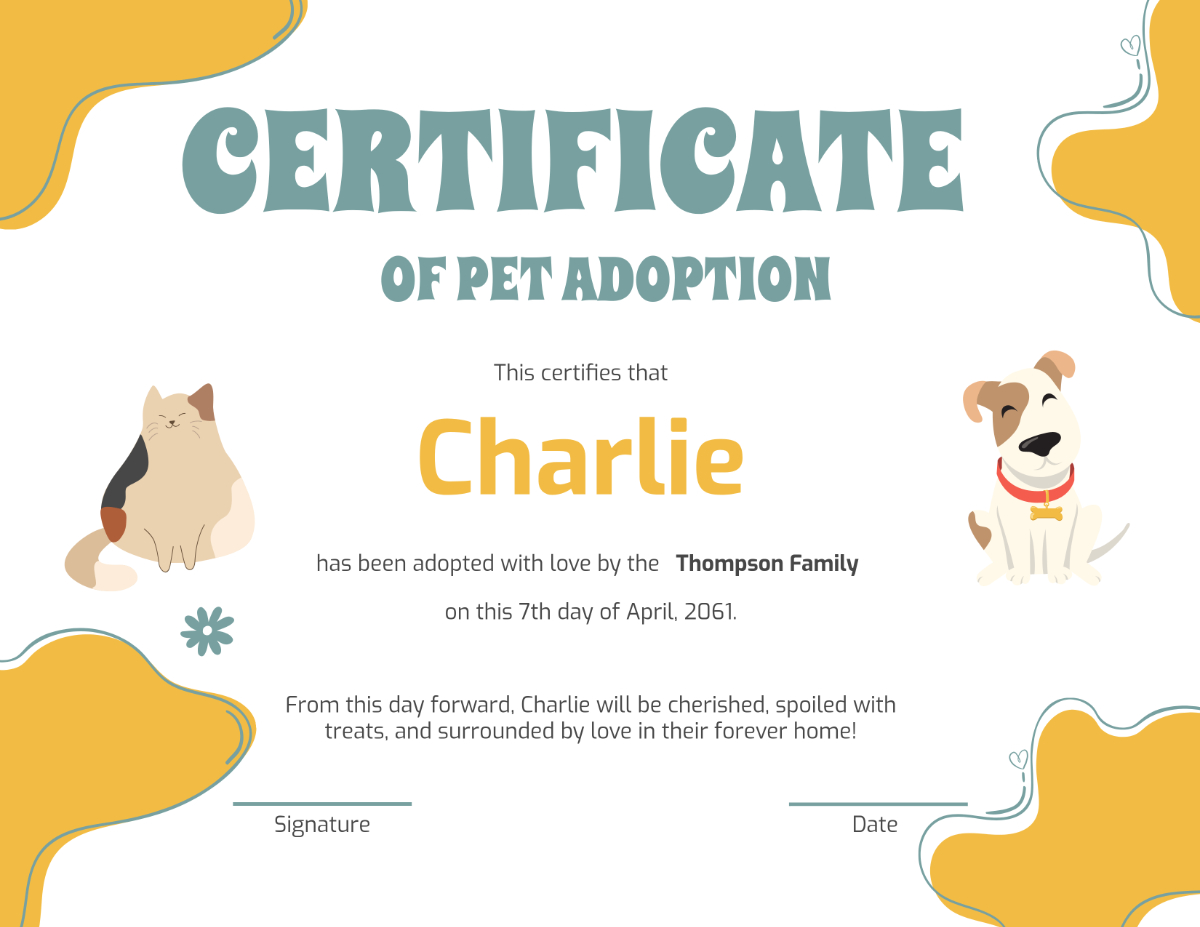 Free Creative Pet Adoption Certificate Template To Edit Online within Free Printable Pet Adoption Certificate