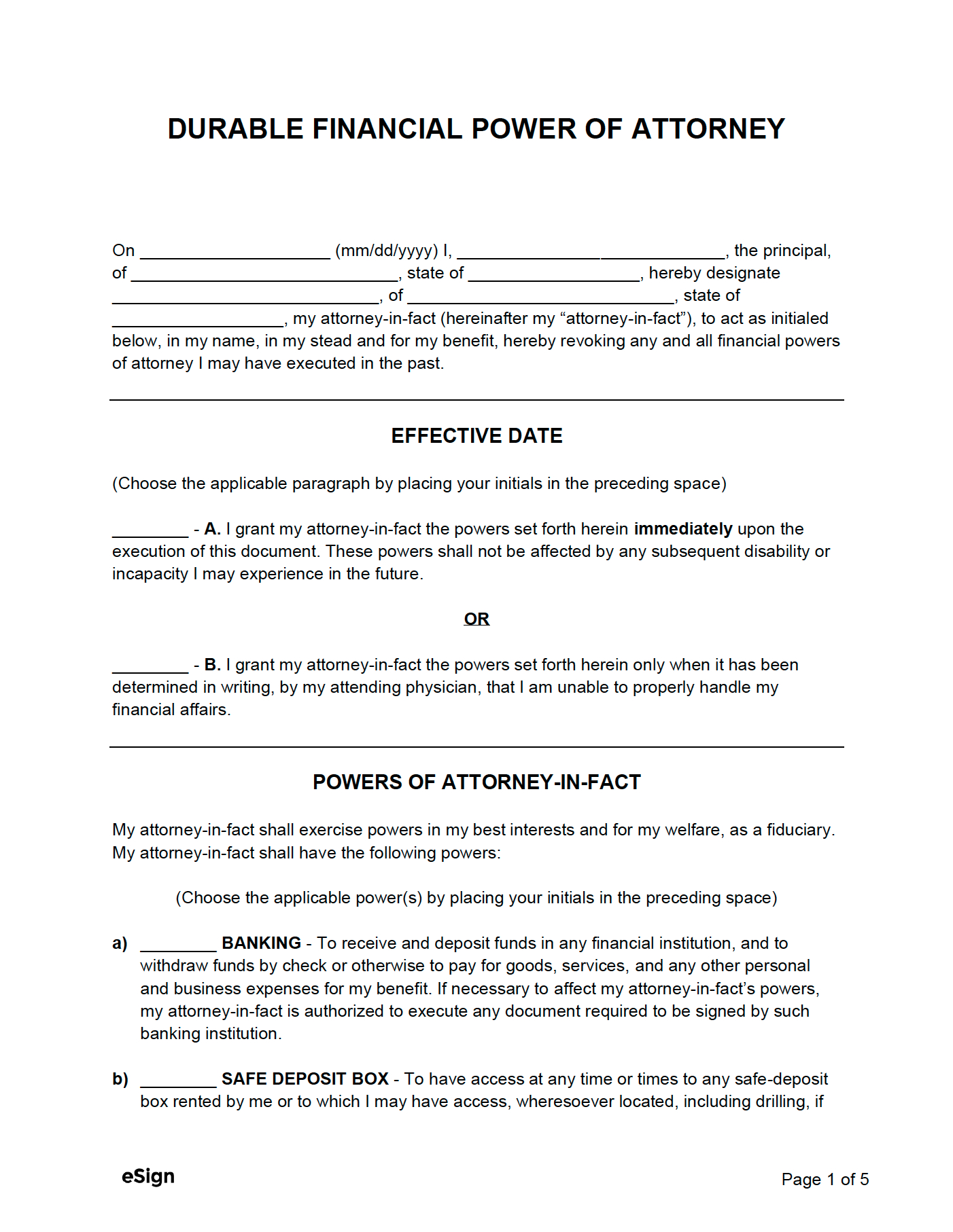 Free Durable Power Of Attorney Form | Pdf | Word with Printable Durable Power Blank Power Of Attorney Form