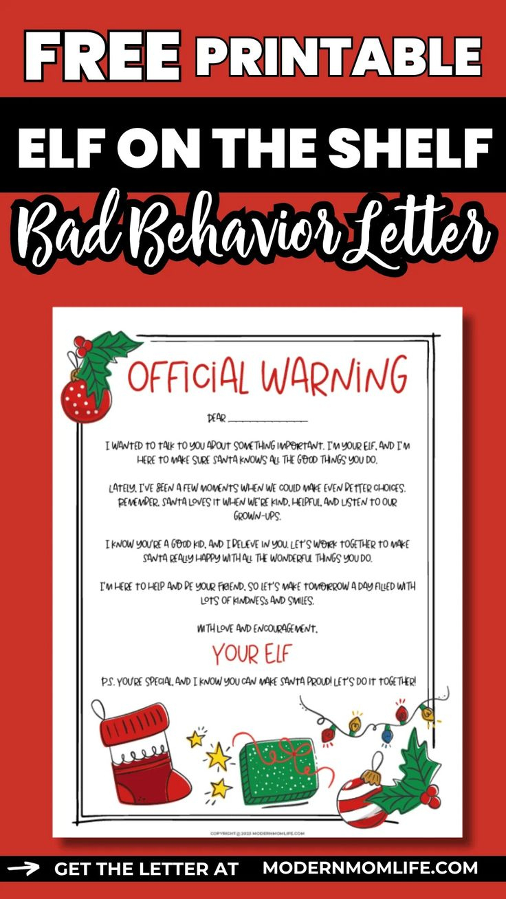 Free Elf On The Shelf Bad Behavior Letter intended for Printable Elf On The Shelf Bad Behavior Letter