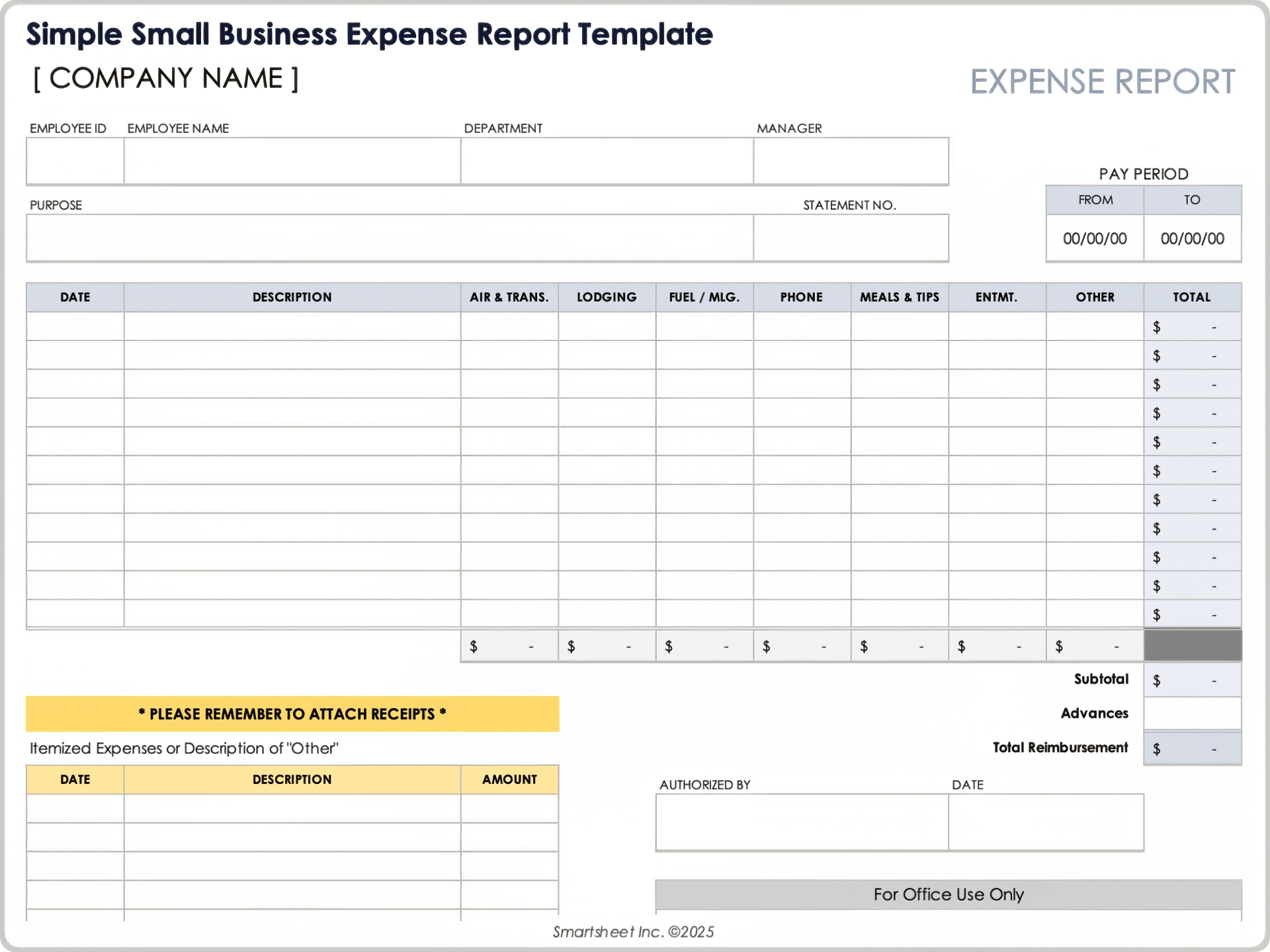 Free Expense Report Templates pertaining to Expense Report Template Free Printable