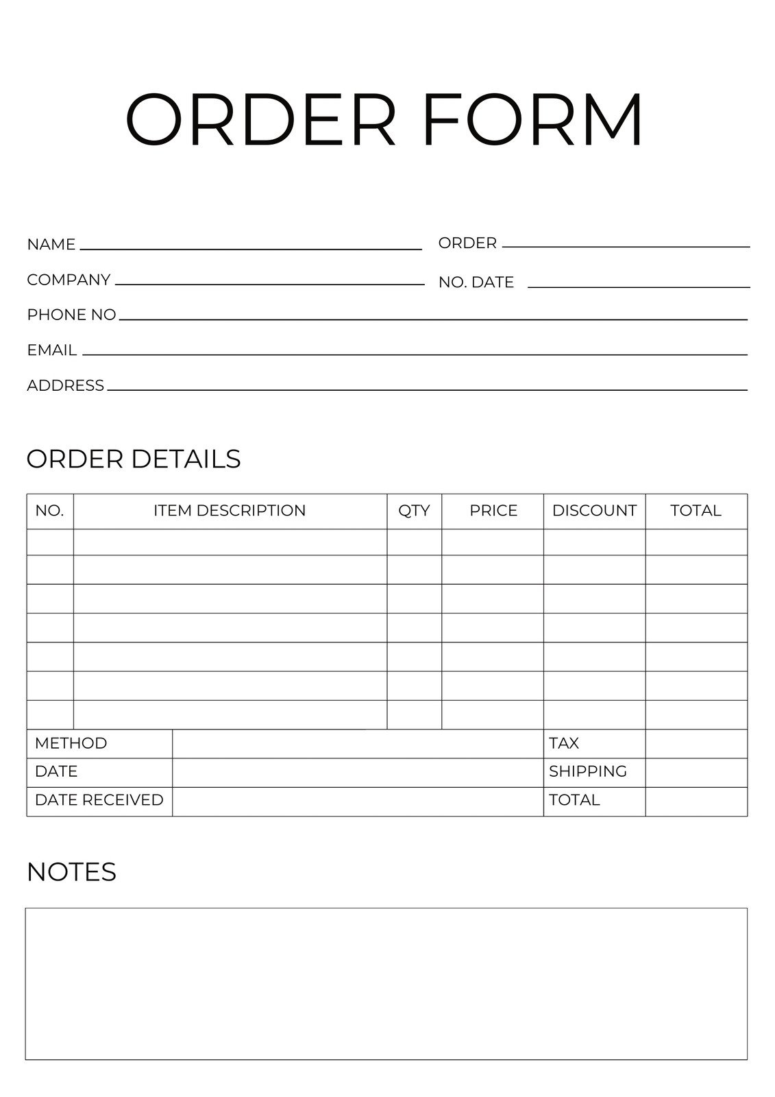 Free Form Document Templates To Customize And Print | Canva throughout Free Printable Order Form Template