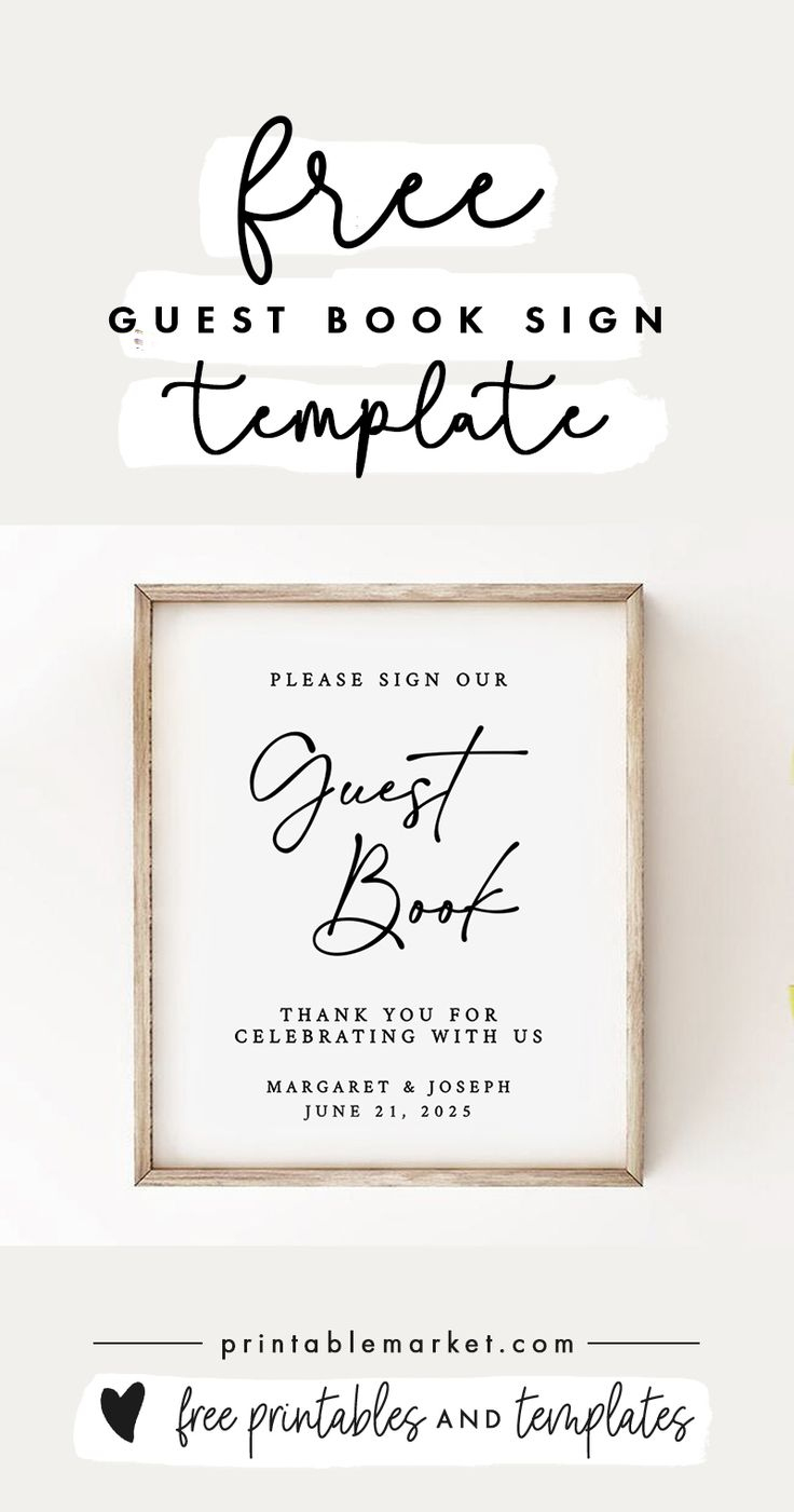 Free Guest Book Printable Template intended for Downloadable Free Printable Guest Book Sign Template