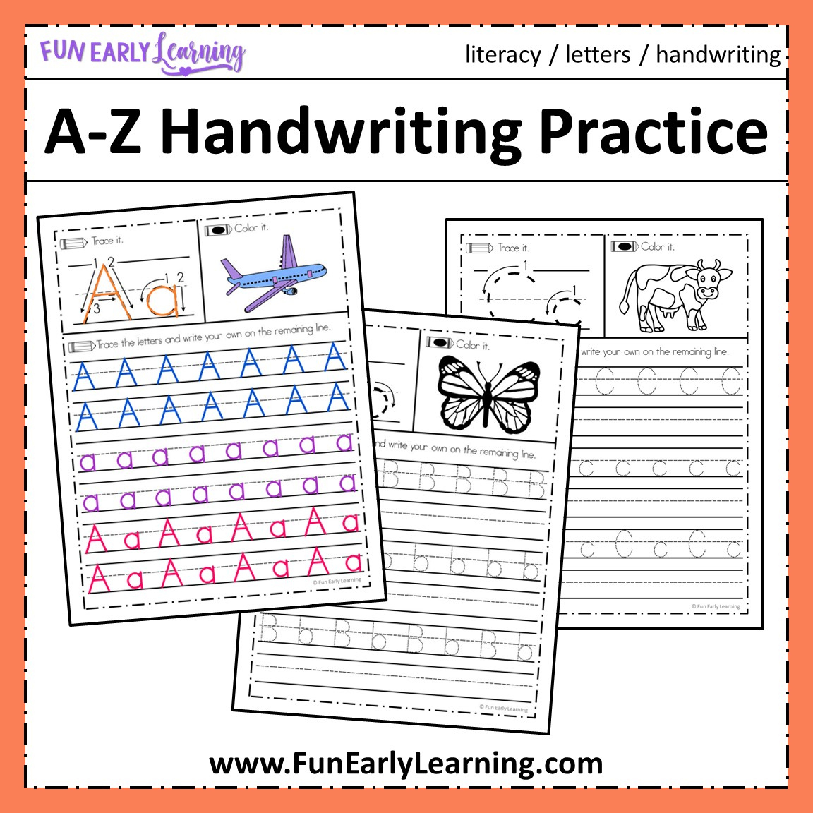 Free Letter Tracing Worksheets – A-Z Handwriting Practice – Fun regarding Free Printable Handwriting Worksheets For Kindergarten