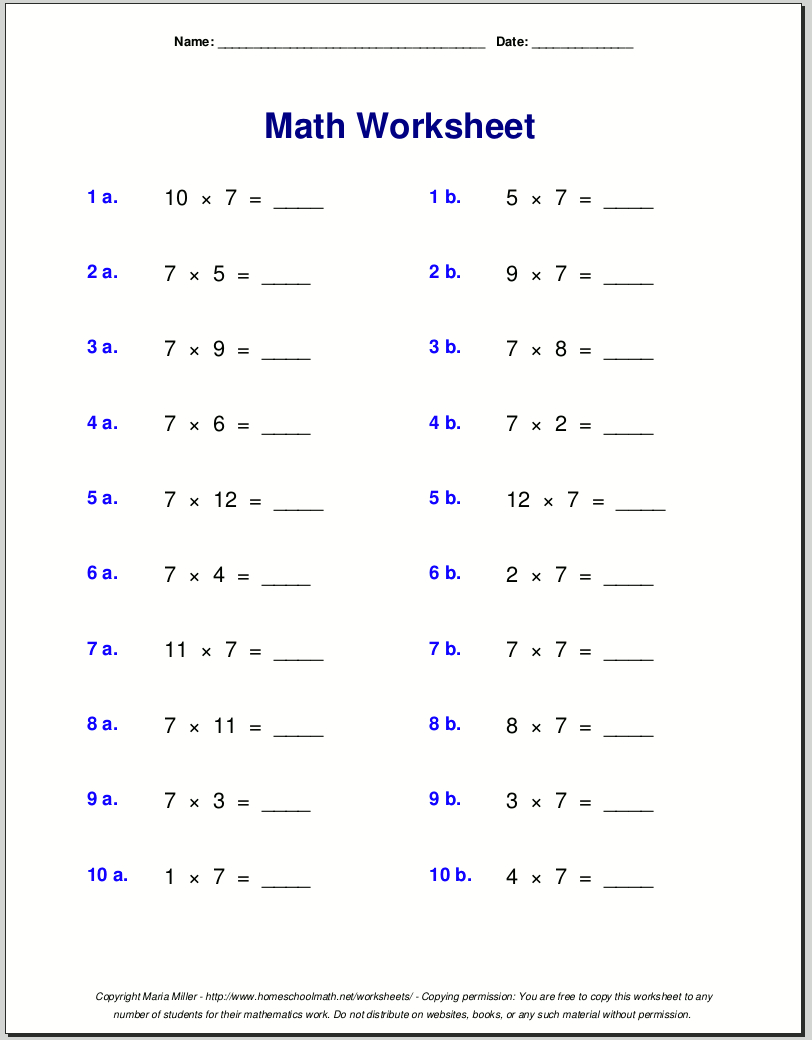 Free Math Worksheets within 7th Grade Worksheets Free Printable