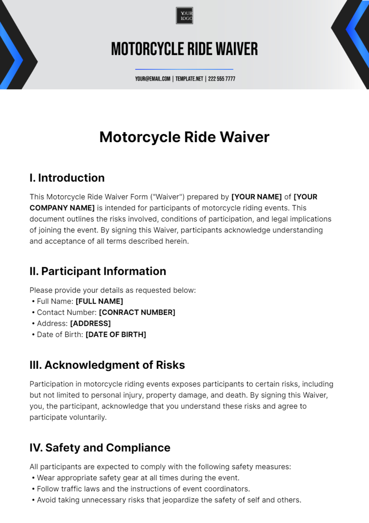 Free Motorcycle Ride Waiver Template To Edit Online pertaining to Printable Generic Motorcycle Ride Waiver Form