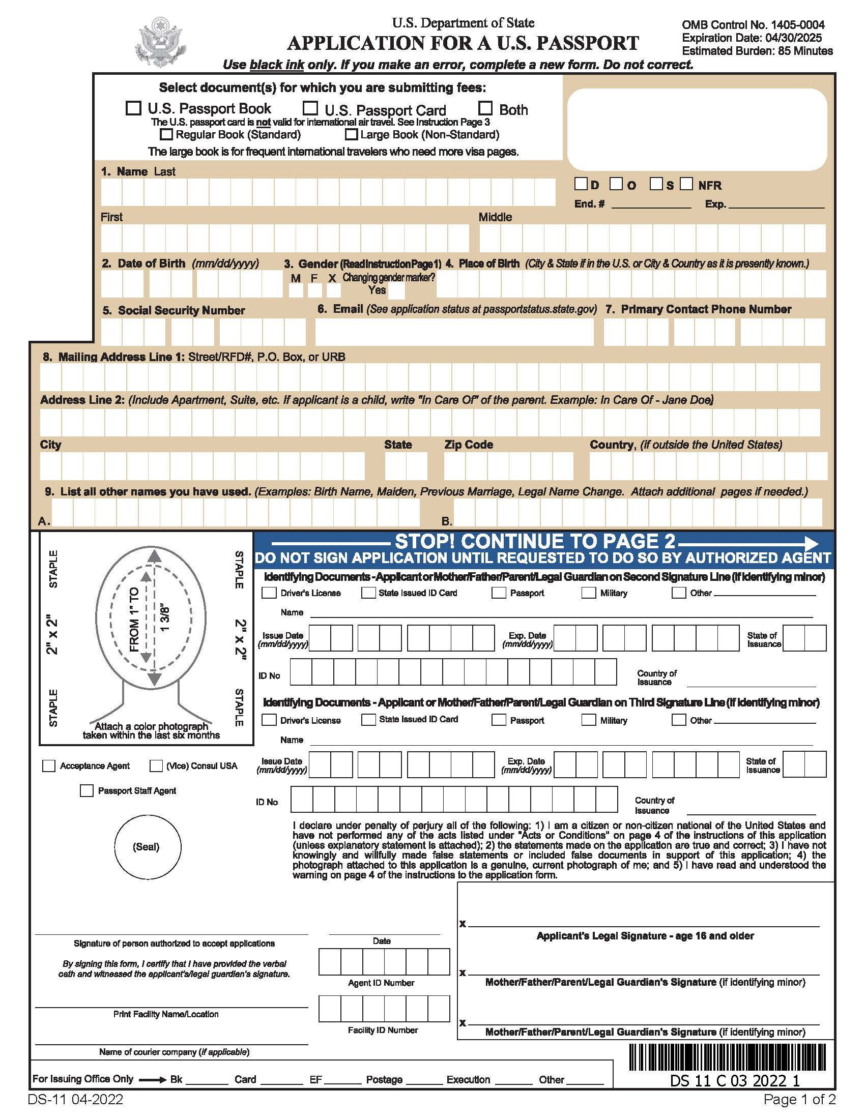Free Passport Application (Form Ds-11) | Apply For A New Passport regarding Passport Form Ds 11 Printable