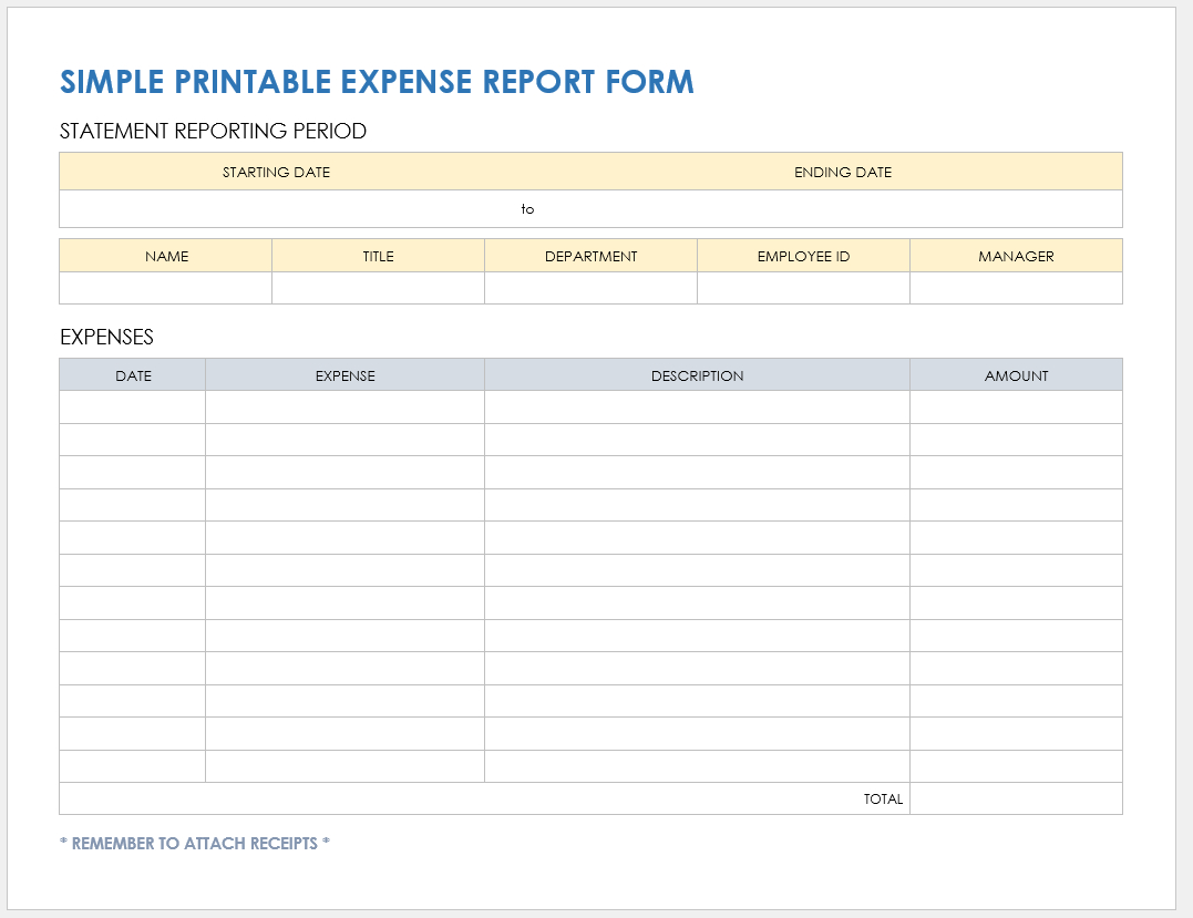 Free Pdf Expense Report Templates And Forms | Smartsheet with regard to Expense Report Template Free Printable