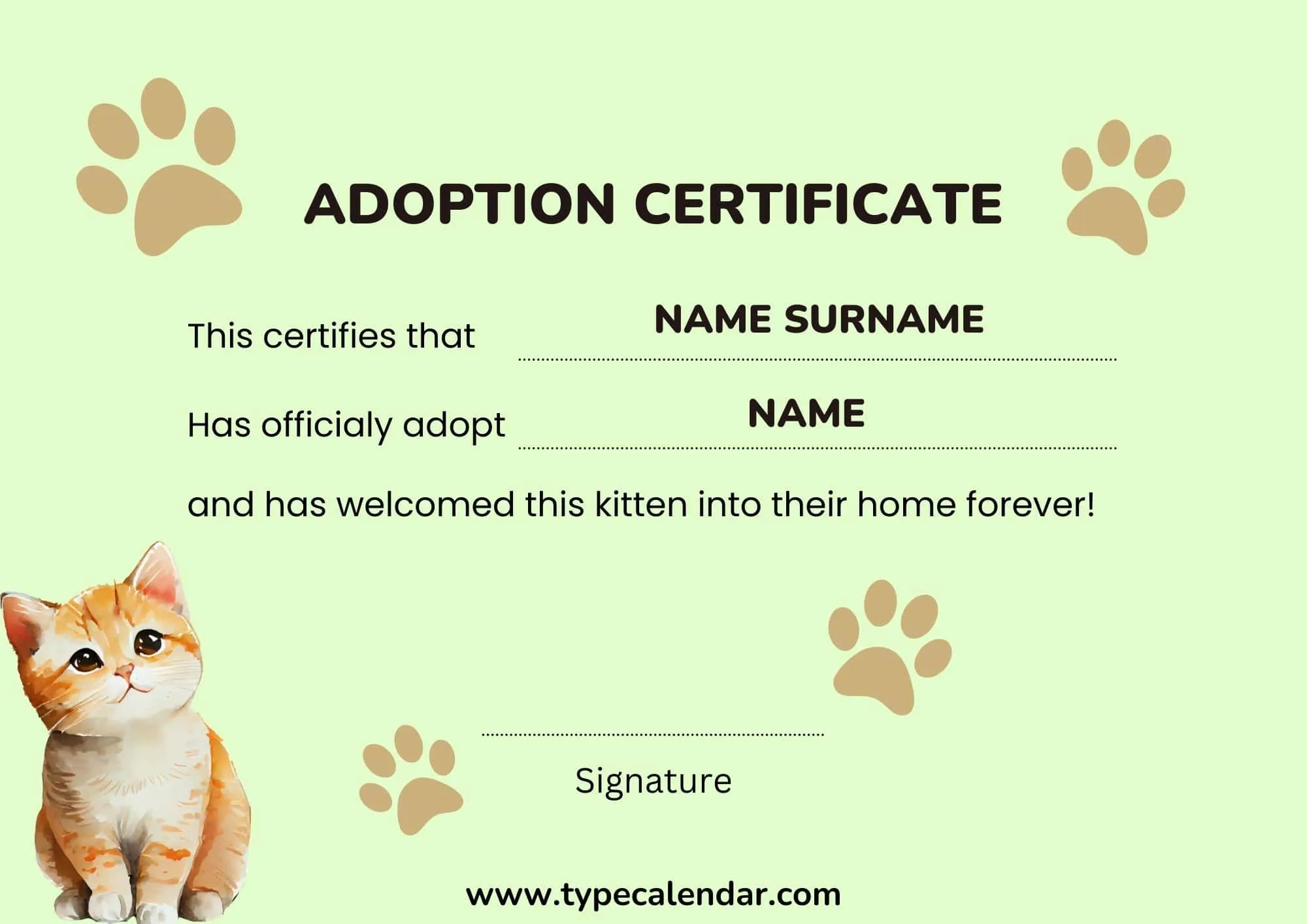 Free Printable Adoption Certificate Templates [Pdf] Pet, Animal regarding Free Printable Pet Adoption Certificate