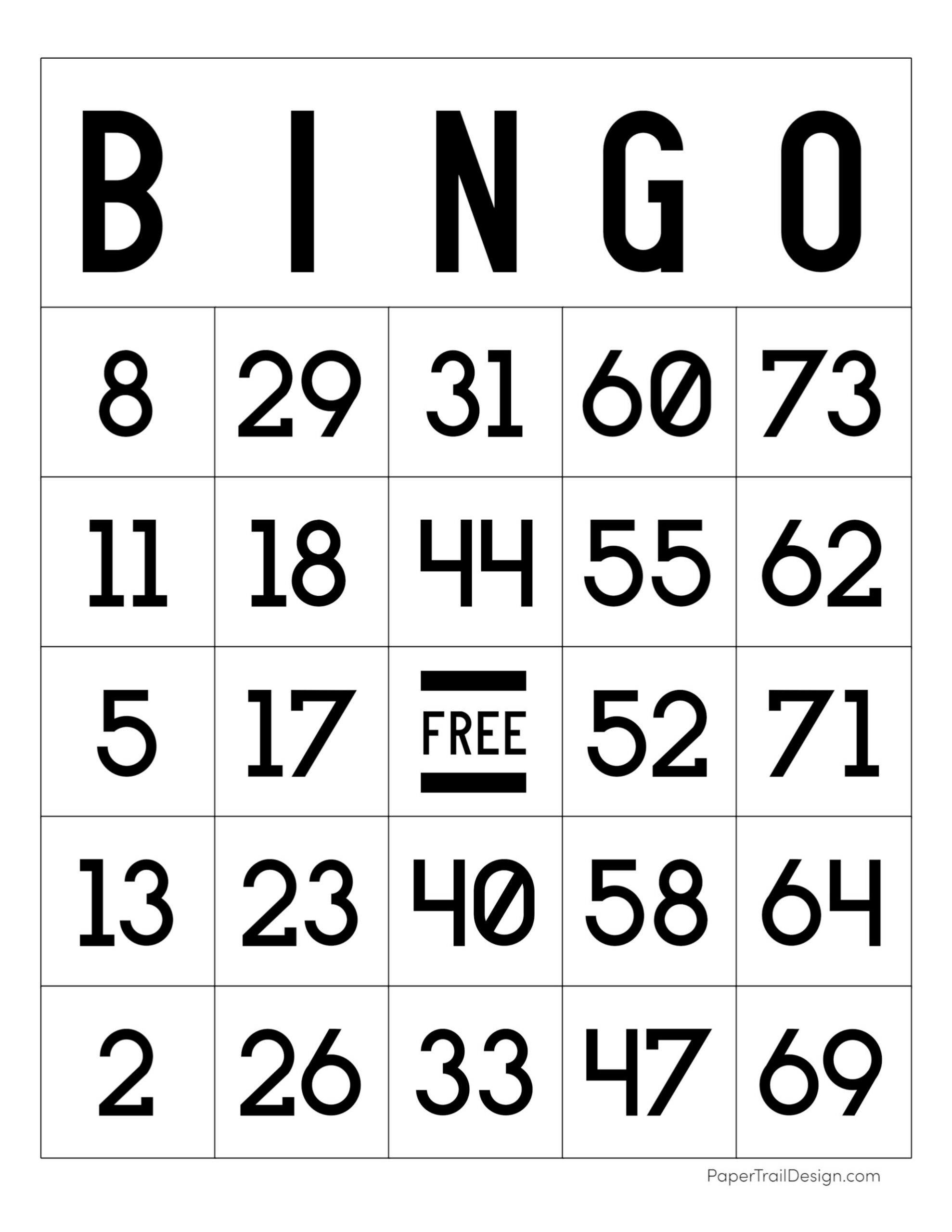Free Printable Bingo Cards - Paper Trail Design with regard to Free Printable Bingo Card Generator