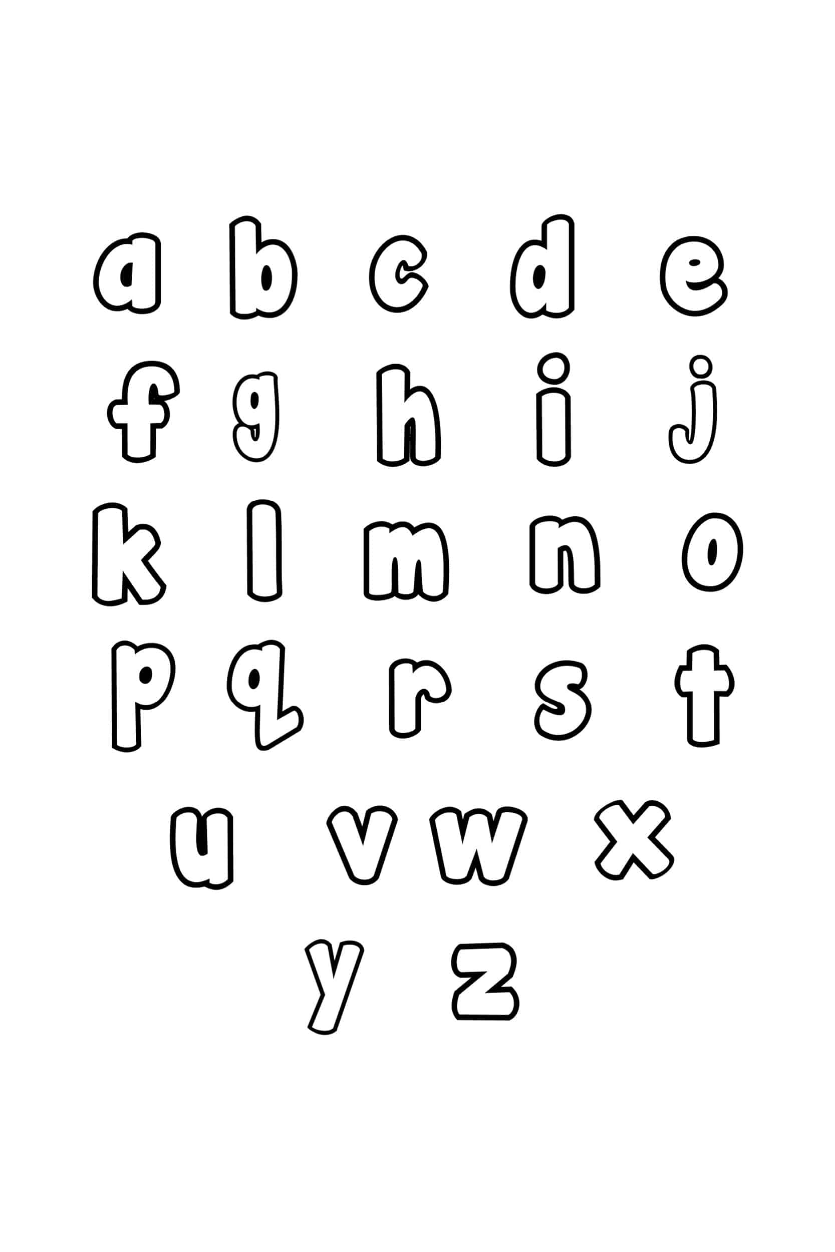 Free Printable Bubble Letter Stencils: Lowercase intended for Free Printable Lowercase Alphabet Letters