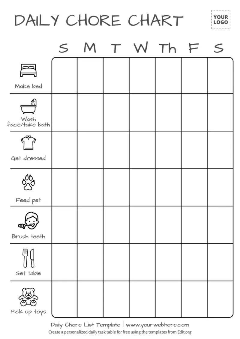Free Printable Chore List Templates intended for Free Printable Daily Chore List