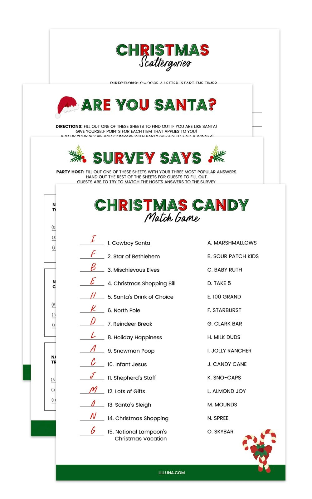 Free Printable Christmas Games {4 Freebies} | Lil&amp;#039; Luna with regard to Printable Adult Christmas Party Games