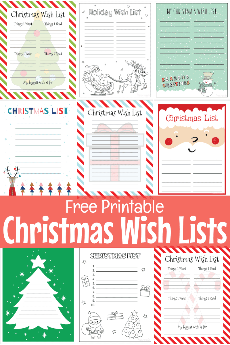 Free Printable Christmas Wish List Templates in Christmas Gift List Free Printable