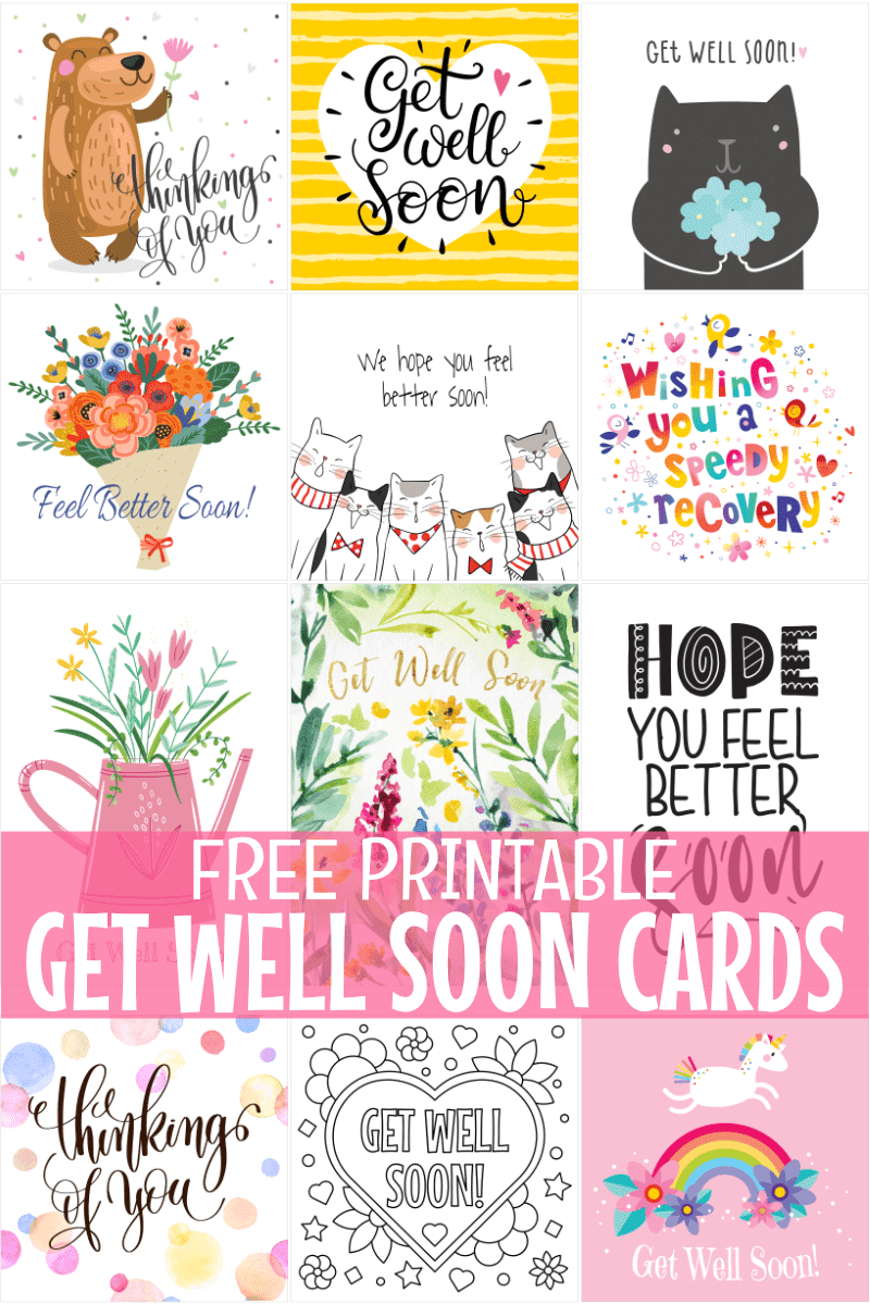 Free Printable Get Well Soon Cards with Printable Get Well Cards Free