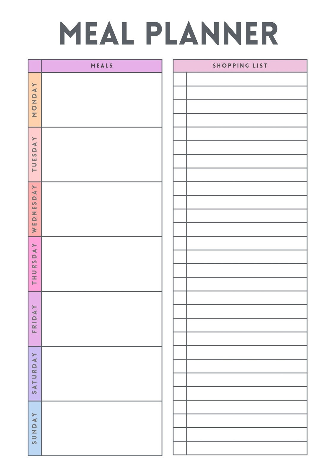 Free Printable Meal Planner Templates To Edit Online | Canva intended for Weekly Menu Template Free Printable