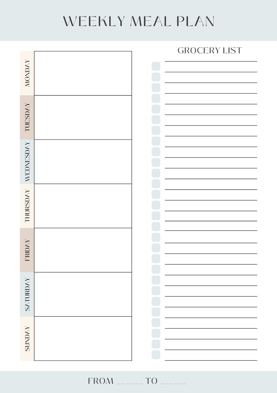 Free Printable Meal Planner Templates To Edit Online | Canva with Weekly Menu Template Free Printable