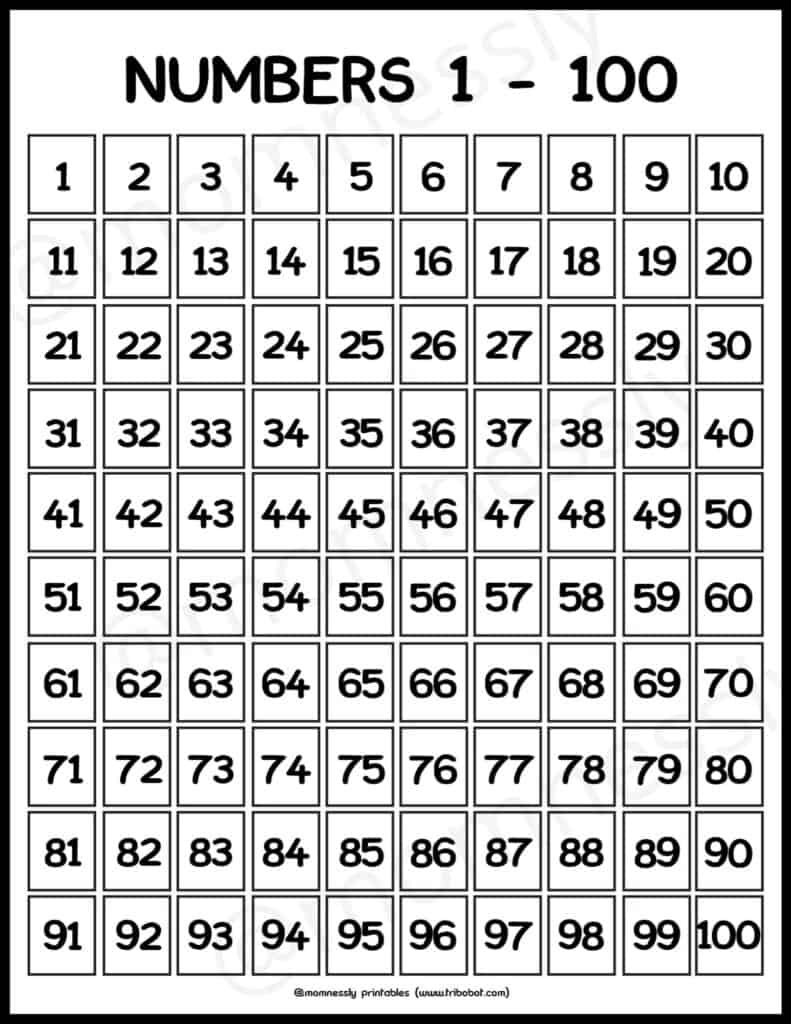 Free Printable: Numbers 1-100 - Tribobot X Mom Nessly throughout Free Printable Numbers 1-100