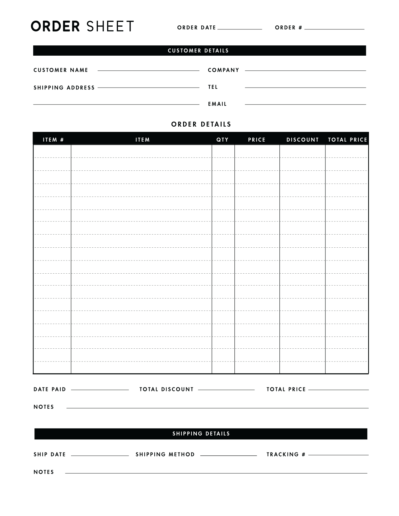 Free Printable Purchase Order Template - World Of Printables with regard to Free Printable Order Form Template