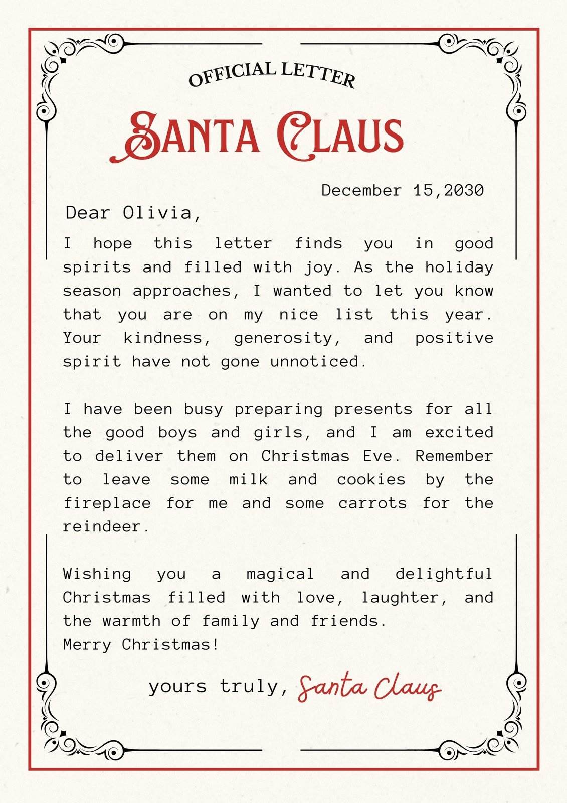 Free Printable Santa Letter Templates You Can Customize | Canva intended for Santa Claus Letters Free Printable