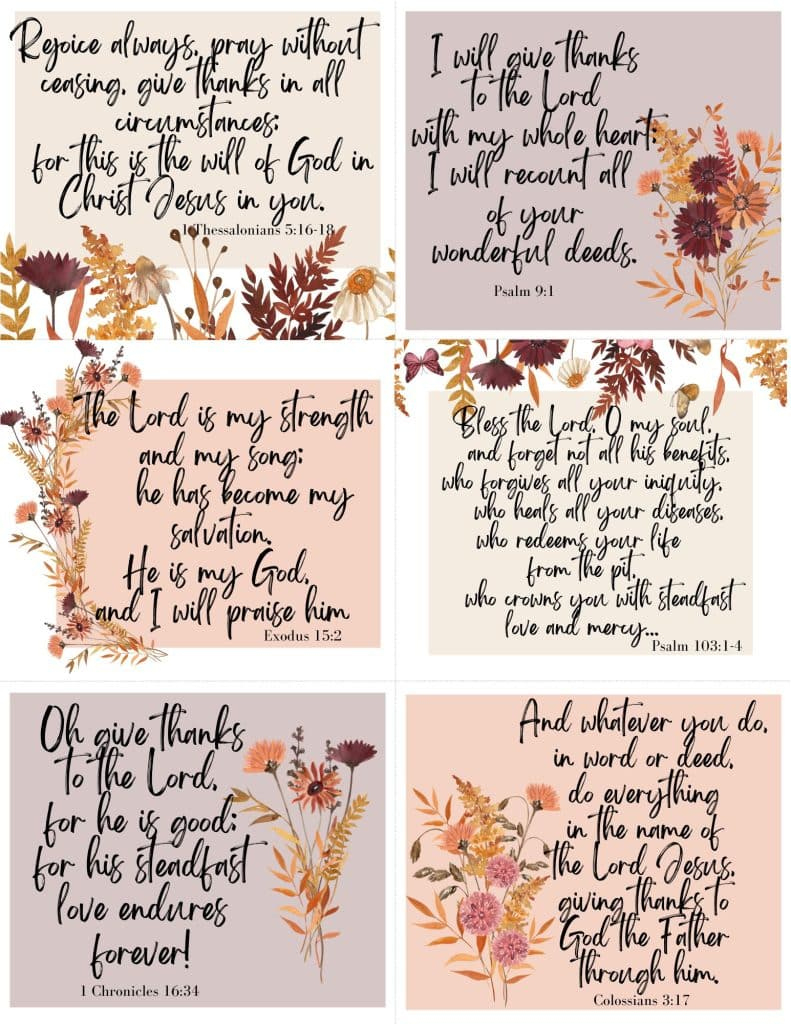 Free Printable Scripture Cards For Thanksgiving And Gratitude for Free Printable Bible Verses