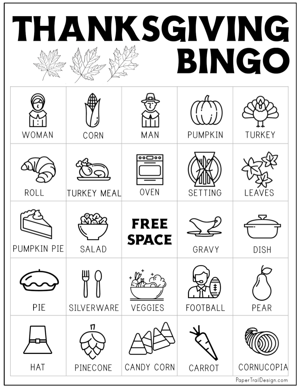 Free Printable Thanksgiving Bingo Cards - Paper Trail Design intended for Printable Thanksgiving Bingo Cards Free