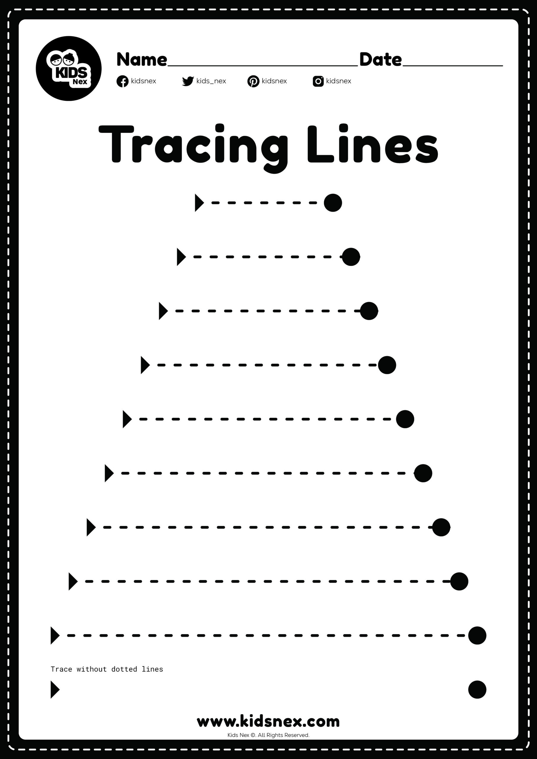 Free Printable Tracing Lines Worksheet | Kidsnex pertaining to Free Printable Line Tracing Worksheets