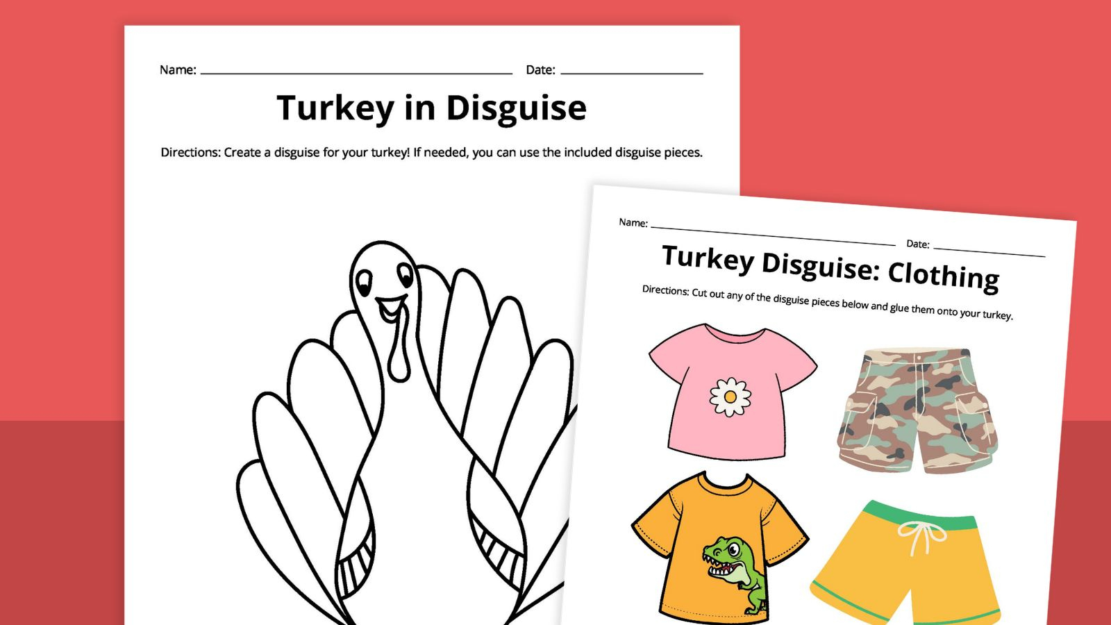 Free Printable Turkey Disguise Template Thanksgiving Activity in Template Free Printable Turkey In Disguise Printable Outfits